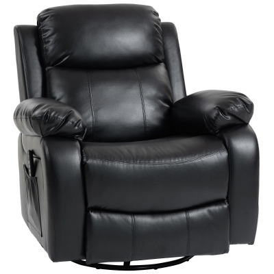HOMCOM Sillón de masaje con 8 cabezas vibratorias, sillón relax, respaldo y reposapiés ajustables, negro