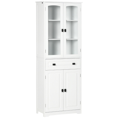 HOMCOM Credenza Cucina 2 Armadietti e Cassetto 60x30x160cm Bianco