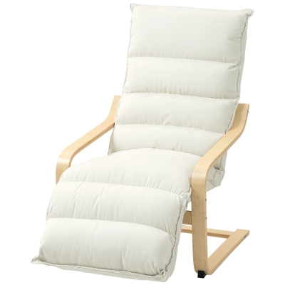 HOMCOM Fauteuil Salon Velours Crème avec Repose-Pieds Réglable