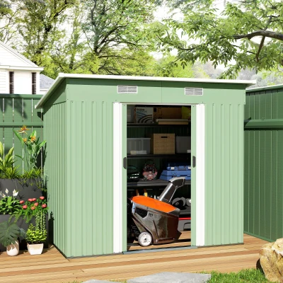 Outsunny Metal Storage Shed 7x4ft Light Green