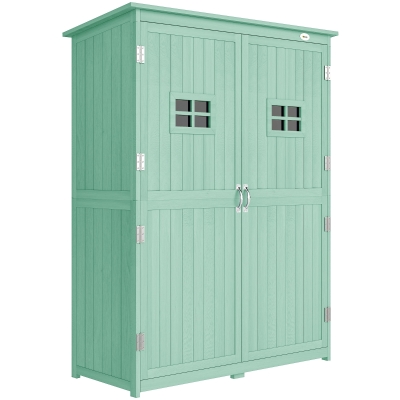 Outsunny Wooden Garden Shed Tool Cabinet Green 127.5x50x164cm