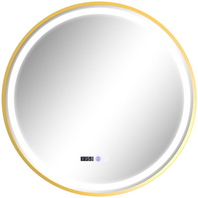 Round Bathroom Mirror 80cm x 3.5cm x 80cm Gold Tone