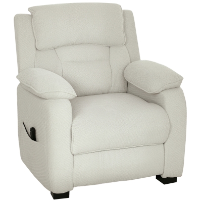 HOMCOM Fauteuil Inclinable Velours Beige avec Repose-pieds