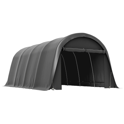 Outsunny Tenda Carport Garagem 300 x 600 cm resistente ao inverno, tenda de armazenamento à prova d'água com laterais removíveis, grande porta de enrolar, UPF50+