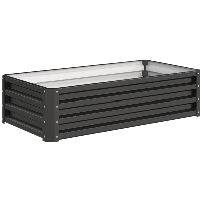 Outsunny Galvanized Raised Garden Beds Grey for Herbs & Veggies