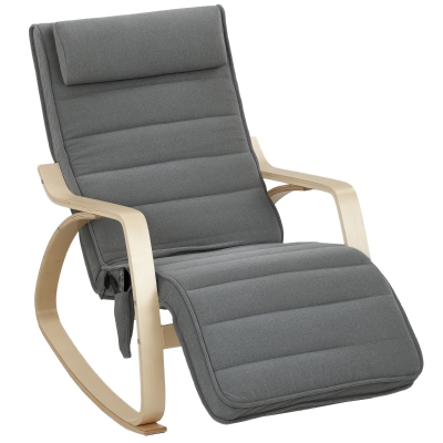 HOMCOM Schaukelstuhl mit Massage-Funktion, Lendenheizung, 3 Modi, Stoffbezug, Grau