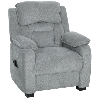 HOMCOM Sillón Reclinable 150° Efecto Terciopelo con Reposapiés, Mando y Bolsillo Lateral, 96x90x103 cm, Gris