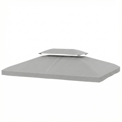 Outsunny Toile de Rechange 4x3m Gris Clair Toit Double UV