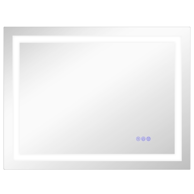 HOMCOM LED-Badezimmerspiegel, Front- und Rückbeleuchtung, Smart-Touch, Entnebelung, 80x60 cm