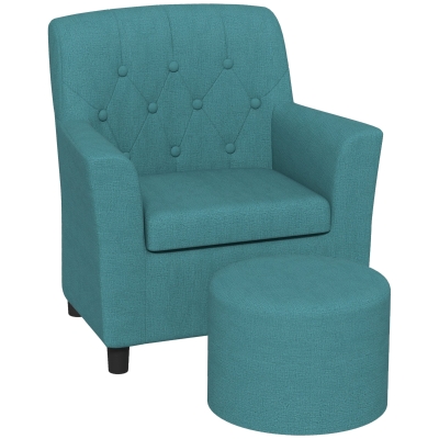 Fotel dziecięcy z podnóżkiem, sofa dla dzieci, niebieski