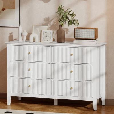HOMCOM Komoda Sideboard z 6 szufladami Nowoczesna komoda do przechowywania do salonu sypialni przedpokoju 100 x 40 x 78 cm Biały