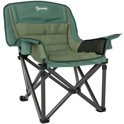 Folding Camping Chair z kieszenią i uchwytem na kubek, Zielony
