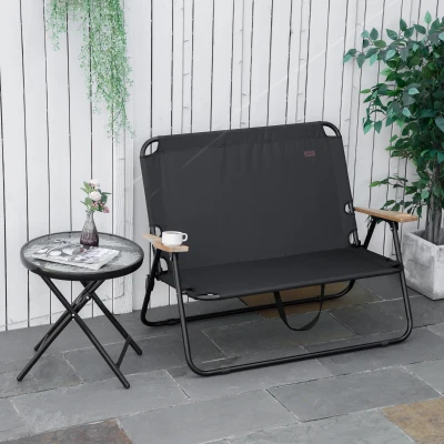 Outsunny campingstoel 2-zits opvouwbare draagbare tuinstoel regisseursstoel klapstoel met bekerhouder voor outdoor picknick wandelen max. belasting 160 kg groen 141 x 67 x 80 cm