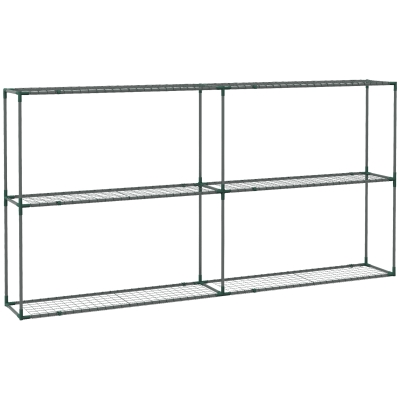 Outsunny Regał na rośliny, Stojak na kwiaty z 3 stopniami, Stojak na rośliny, Stojak na kwiaty do ogrodu, balkonu, stal, ciemnozielony, 222 x 30 x 114 cm