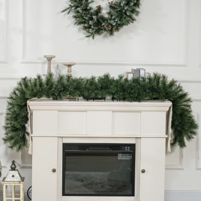 HOMCOM 1.8m Artificial Christmas Garland with Needles, Xmas Decorative Garland for Stairs, Fireplaces, Doors, Home Decoration, Green