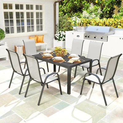 Zestaw jadalny 7-częściowy, stół i 6 krzeseł, dla 6 osób