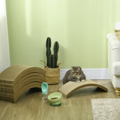 PawHut Drapak dla Kotów, Zestaw 8 Mat Drapakowych Recyklingowych, Tektura Falista, do Kołowrotka dla Kotów, do 5 kg, 55 x 25,5 x 3 cm, Brąz