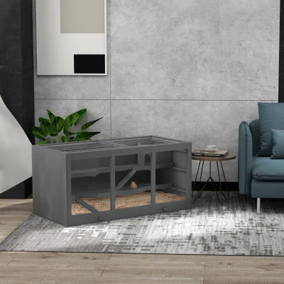 Klatka dla chomika PawHut, drewniana, szara, dla małych zwierząt