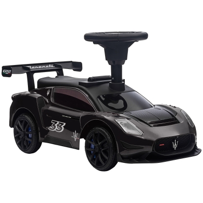 AIYAPLAY Ride on Sliding Car, Baby Push Car Licensed Maserati GT2 with Under Seat Storage, Music, Horn, Foot to Floor Toddler Car for 18-60 Months, Black
