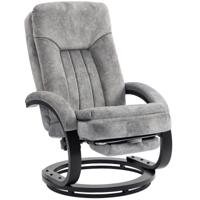 HOMCOM Swivel Recliner Chair Velvet with Footrest Grey