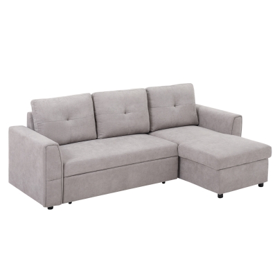 HOMCOM Sofa trzyosobowa z funkcją spania, sofa z chaiselongue, tapicerowana sofa, szara