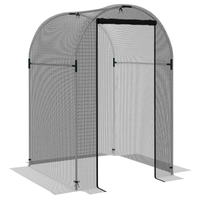 Outsunny Fruit Cage Bird Netting, Heavy Duty Fruit and Vegetable Protection Tent with Zipped Door, Anti Bird, Insects, Small Animals, 1.2 x 1.2 x 1.9m, Black