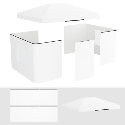 Zestaw zastępczy na dach pawilonu ogrodowego Outsunny z 2 bocznymi ścianami, wodoodporny pokrowiec na pawilon ogrodowy, namiot ogrodowy, Biały