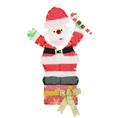 Outsunny Oświetlenie świąteczne LED z Mikołajem, 97 diod, wielokolorowe, dla wnętrz i na zewnątrz