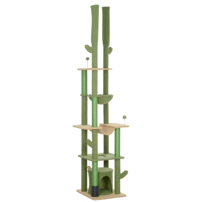 Drapak dla kota, wysoki 225-255 cm, z budką, stabilny