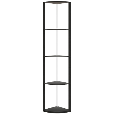 HOMCOM RGB LED Floor Lamp with Shelves, 5-Tier Dimmable Standing Lamp with Adjustable Brightness and Remote Control, Modern Corner Display Shelf Unit for Living Room Bedroom Office, Black