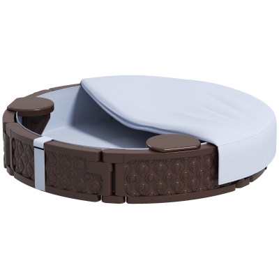 AIYAPLAY Piaskownica okrągła dla 3 dzieci, z 3 siedziskami, brązowa