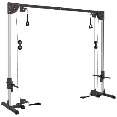 SPORTNOW Crossover stacja fitness z systemem kablowym, dla 1 lub 2 osób, stal, czarny