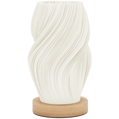 HOMCOM Lampada da Tavolo a 3 Colori in ABS Bianco e Legno