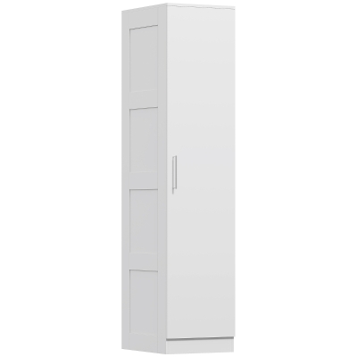 HOMCOM Single Bedroom Wardrobe with Shelf and Hanging Rail, Modern Clothes Storage Cupboard with Soft-Close Door for Bedroom, White