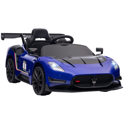 AIYAPLAY Maserati GT2 Licensed 12V Kids Electric Ride on Car, Battery Powered Toy Car with Suspension System, Remote Control Music Horn Lights, Auxiliary Wheels, for Ages 3-5 Years - Blue