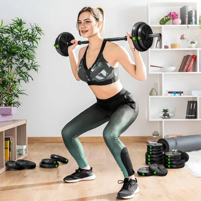 Zestaw hantli SPORTNOW 2 w 1, 30 kg regulowany zestaw hantli z 16 obciążnikami, chroniący podłogę podczas treningu siłowego, fitness, podnoszenia ciężarów, czarny