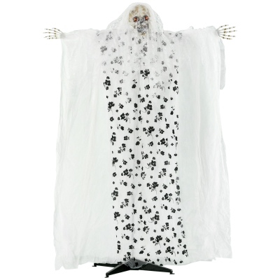 Outsunny 175cm Halloween Dekoracja Geisterbraut Hängend Skelett Schädel Augenglühen Horror-Geräusche mit Spezialeffekten und Soundfunktion In Lebensgröße Indoor Outdoor Deko