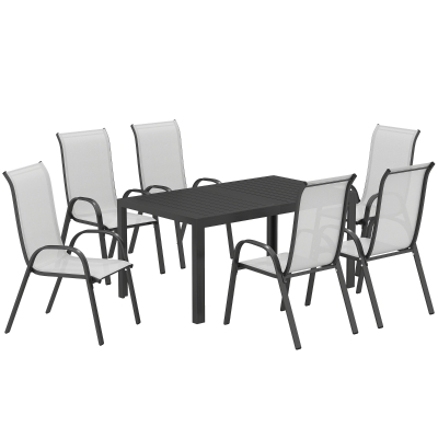 Zestaw jadalny 7-częściowy, stół i 6 krzeseł, dla 6 osób