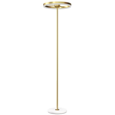 HOMCOM Floor Lamp for Living Room, Dimmable Floor Standing Lamp with 3 Brightness Levels & Foot Switch or Living Room, Bedroom, Office, Gold Tone