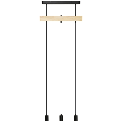 HOMCOM Lampa wisząca, 3-punktowa lampa wisząca, regulowana wysokość lampa wisząca z gniazdem E27 w designie przemysłowym, do kuchni, jadalni, metal, czarny