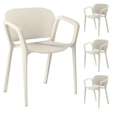 Zestaw 4 krzeseł ogrodowych, plastikowe, odporne na warunki atmosferyczne