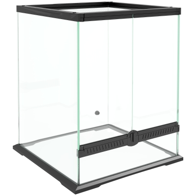 PawHut Terrarium dla gadów z funkcją zabezpieczenia przed ucieczką, Wentylacja, 120L Terrarium szklane z zarządzaniem kablami, dla amfibii pająka, Metal, Czarny, 45 x 45 x 60 cm