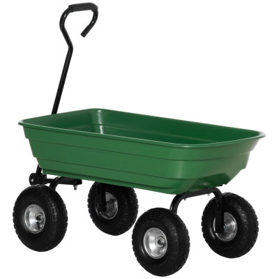Outsunny Chariot de Jardin Acier Pneumatiques 108x52x100cm Vert