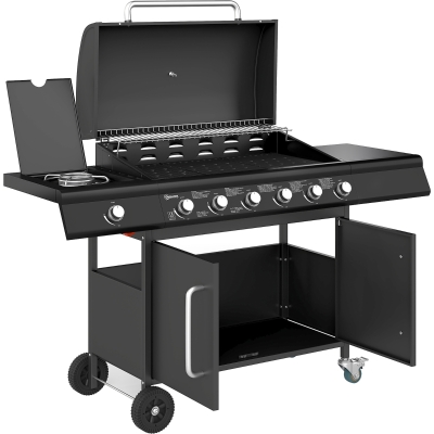 Grill gazowy 21,2 kW, 6+1 palników, stal nierdzewna, mobilny