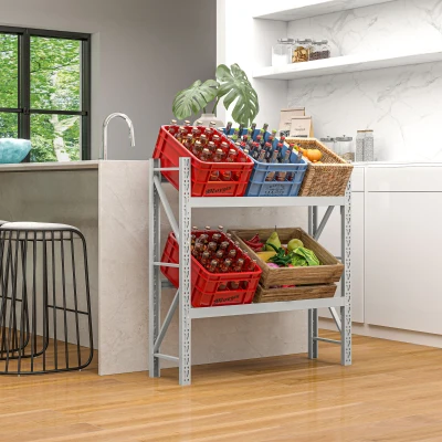 Regał na 6 skrzynek, wolnostojący, stalowy, biały