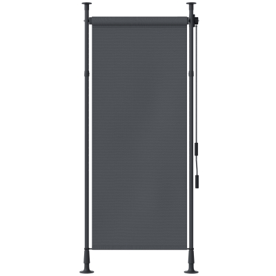Outsunny Markiza pionowa z osłoną przeciwsłoneczną, roleta balkonowa 120 x 220-310cm, osłona balkonu z korbowym mechanizmem, odporna na warunki atmosferyczne, osłona ogrodowa, poliester, ciemnoszary