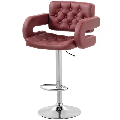 HOMCOM Tabouret Bar Réglable Simili-Cuir Rouge avec Dossier