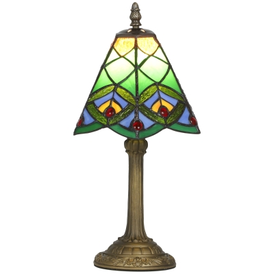 HOMCOM Tiffany-Style Table Lamp Stained Glass Green