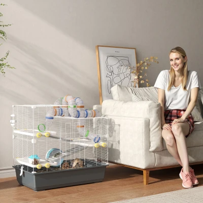 Klatka dla chomika Pawhut, 4 piętra, z kołem i miseczką