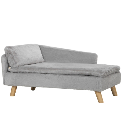 PawHut Dog Cat Couch, Elevated Pet Sofa with Foam Cushion, Soft Pillow, Removable & Washable Covers, Non-slip Foot Pads, Dog Sofa Bed for Medium Dogs, Light Grey